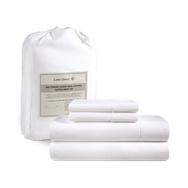 LANE LINEN California King Sheets - 4 Pc Cal King Sheets Set, 450 Thread Count 100% Cotton Sheets California King, Cooling Sheets, Breathable Bed Sheets, Deep Pocket California King Sheet Set - White