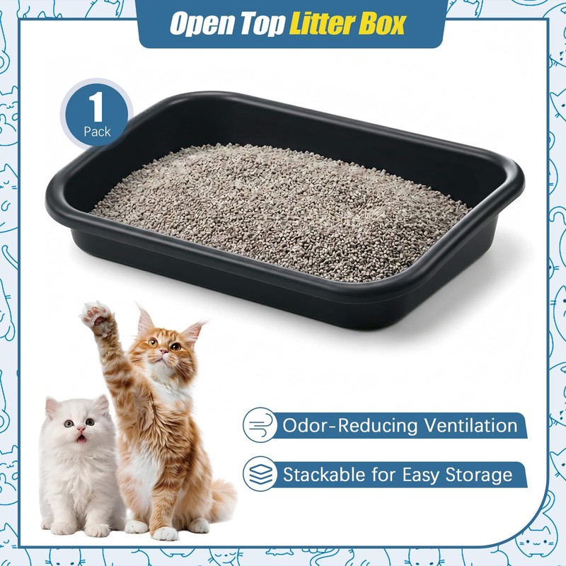 Uiifan 1 Pcs Low Entry Senior Cat Litter Box Pet