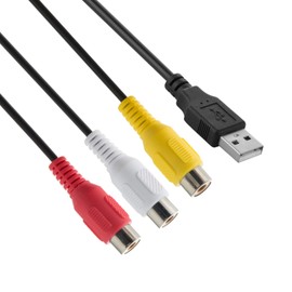 USB to RCA Cable 5FT, USB 2.0 A Female to 3 RCA Female Cord AV Composite Cable for DVDs, Digital Cameras, Camcorder Connecting to TV/PC/Computer (Required Devices Have Signal Conversion Function)