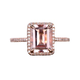 Xiaomei 18K Rose Gold Filled 4ct CZ Simulated Diamond Solitaire Wedding Engagement Rings for Women CZ Gemstone Rings Lady Bridal Wedding Engagement Jewelry Size 6-10 (US 6)