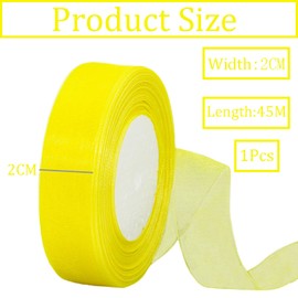 Sheer Lemon Yellow Organza Chiffon Ribbon 20mm for Gift Wrapping,45m Clear Chiffon Ribbon Hair Ribbon Birthday Gift Wrap Ribbon Christmas Ribbon Organza for Crafting,Making Wreath Bows,Wedding Decor