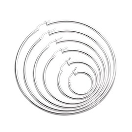 Sterling Silver Plain 2mm Round Hoops Sleeper Earring | Size - 15mm