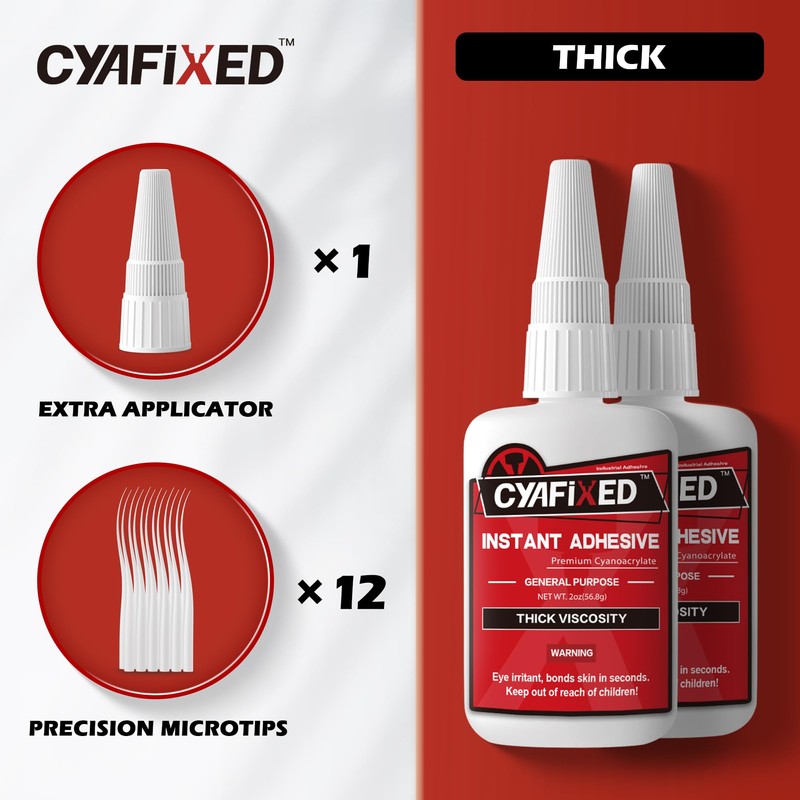 CYAFIXED Strong Cyanoacrylate (CA) Super Glue, High Strength Thick Viscosity