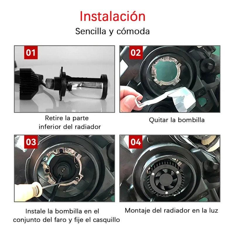 2pcs Focos Led H4/9003/hb2 Lupa Alta Y Baja Auto Motocicleta