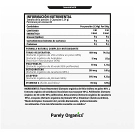 Combo 2 Resveratrol Purely Organics | Anti-Ox Complex Gold | 90 Cápsulas
