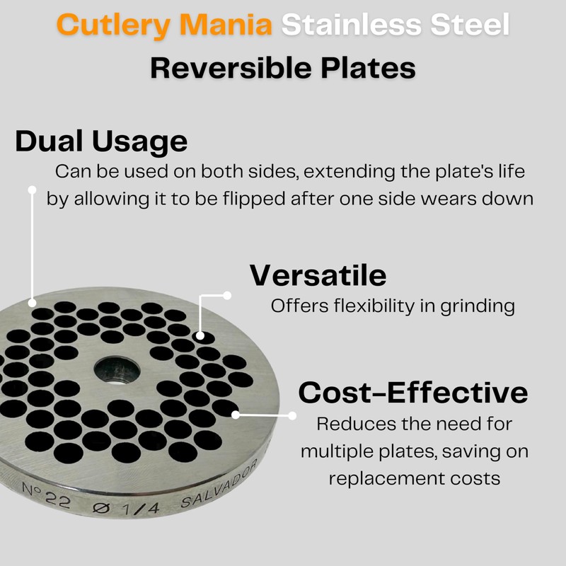 Cutlery Mania #22 Meat Grinder Plate. (#22 Reversible 3/16")