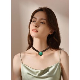 Boho Choker Necklace for Women Vintage Turquoise Charm Necklaces Trendy Boho Layered Necklace Western Turquoise Necklace Summer Beach Jewelry (Brown, One size)