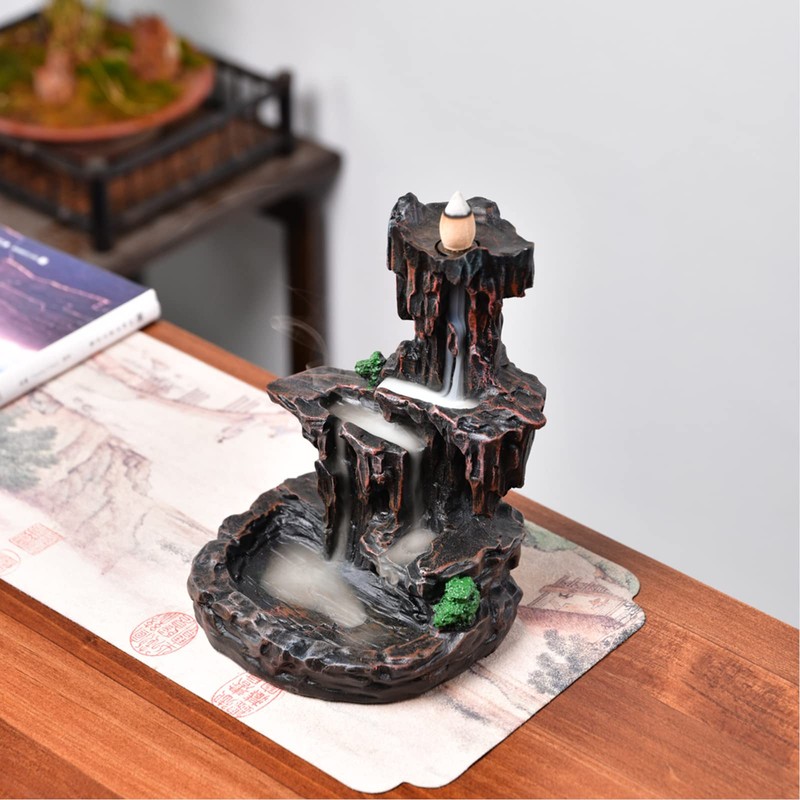 XUDREZ Mountain Waterfall Backflow Incense Burner, Incense Holder Censer with