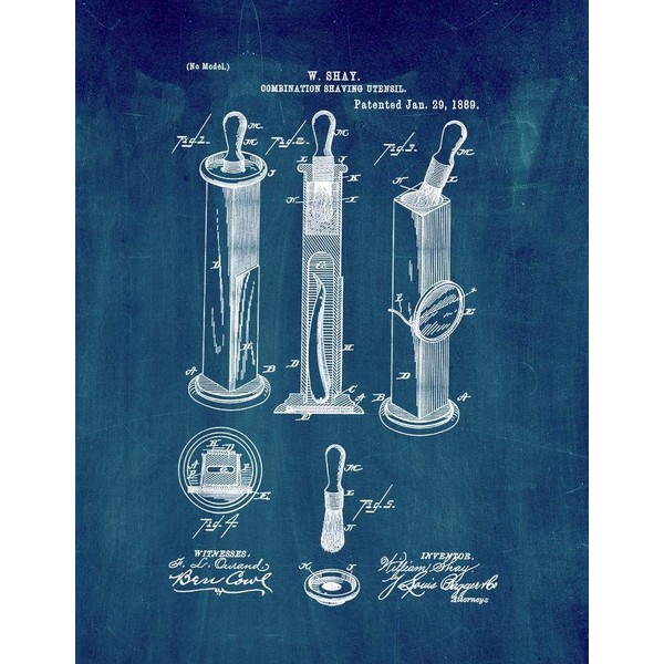 Combination Shaving Utensil Patent Print Midnight Blue (24" x 36")