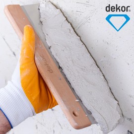 DEKOR Taping Knife - Size 12" - German Stainless Steel - Ergonomic and Flexible Scraper Drywall Tools and Plaster Applications - Hand Tools for Commercial and DIY Use - Made in Europe - Wooden Handle