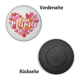 Heart Magnet Round with Saying Beste Mama Perfect Mother's Day Gift Heart Full of Love for Mother Symbol of Family