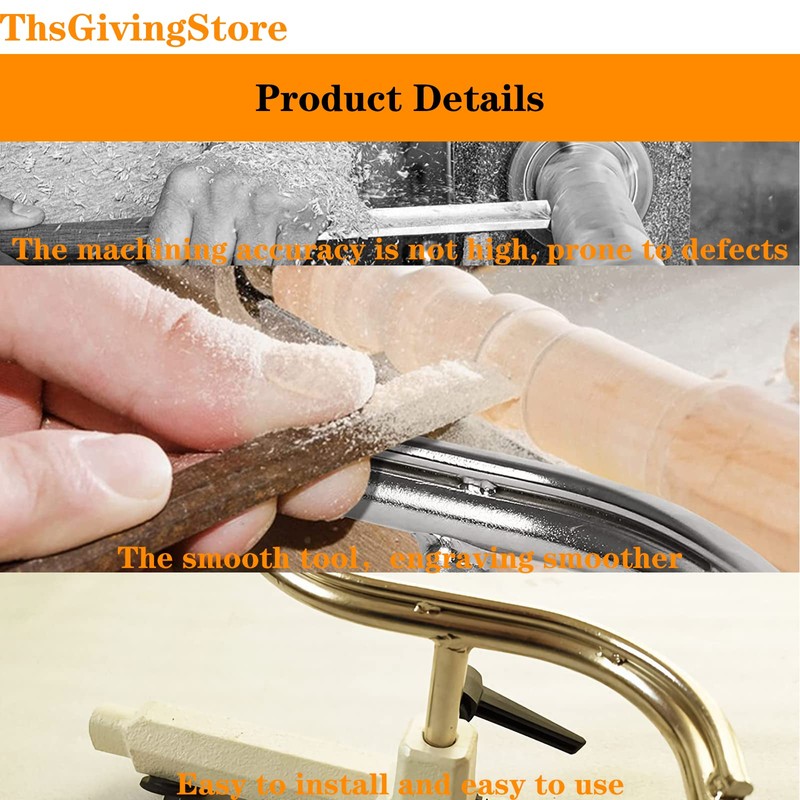 Wood Lathe Tool Rest, 1 Inch Post S-Shaped Lathe Steady