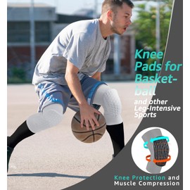 HiRui Knee Pads for Kids Youth Adult, Basketball Baseball Knee Brace Knee Support, Collision Avoidance Kneepad Compression Knee Sleeve for Volleyball Football Cycling Running-1Pair (White, S)