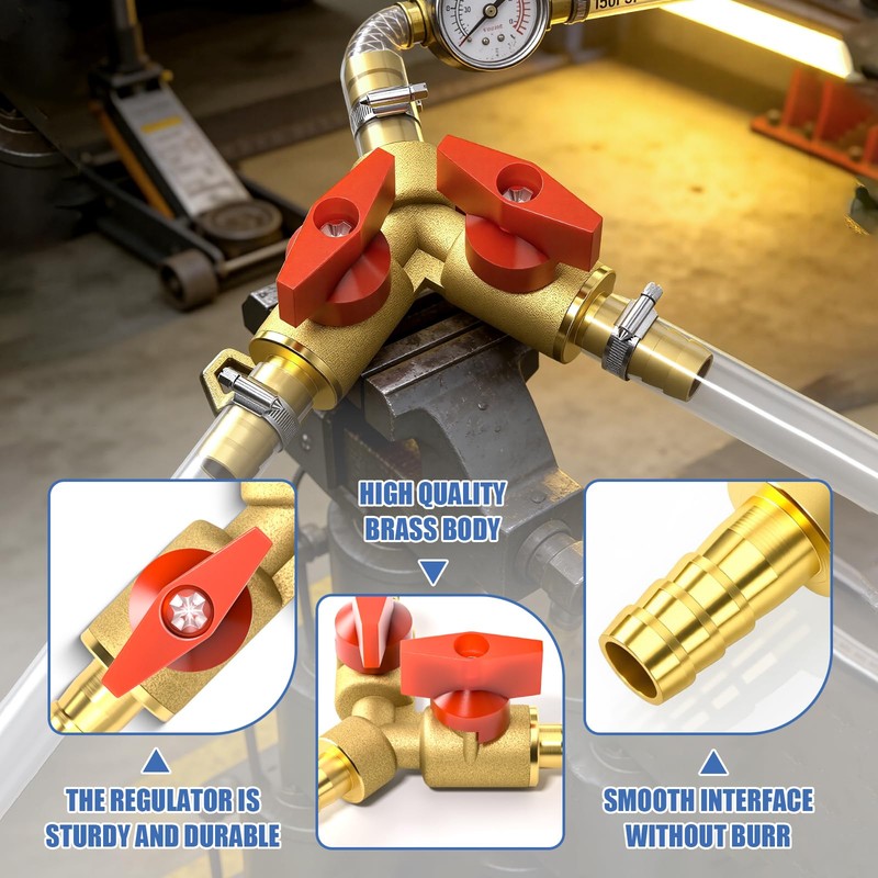 Bwintech 2 Pcs 8mm 3 Way Brass Hose Barb Ball