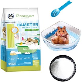 kathson Hamster Bathing Sand with Sandbox Bathroom, Small Animal Cleansing Potty Litter Dust Gerbil Grooming Sand Bath for Dwarf Hamster Gerbil Mouse