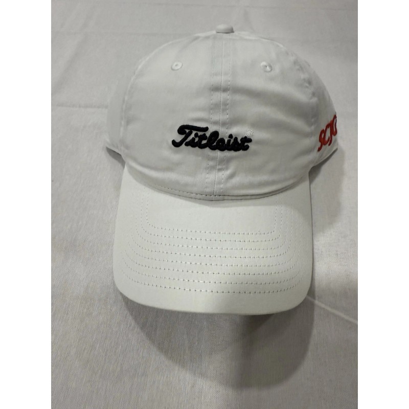 Titleist Logo Bear SCJG Logo White Strap Back Unisex Hat/Cap