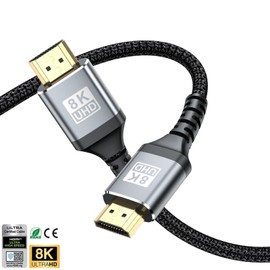 HORNBILL 8K HDMI Cable 2.1, Ultra HD Cable High-Speed Lead 48Gbps, HDMI Cables (8K@60Hz 7680x4320, 4K@120Hz) Supports Dynamic HDR, eARC, Dolby Atmos and More (2 Meter)