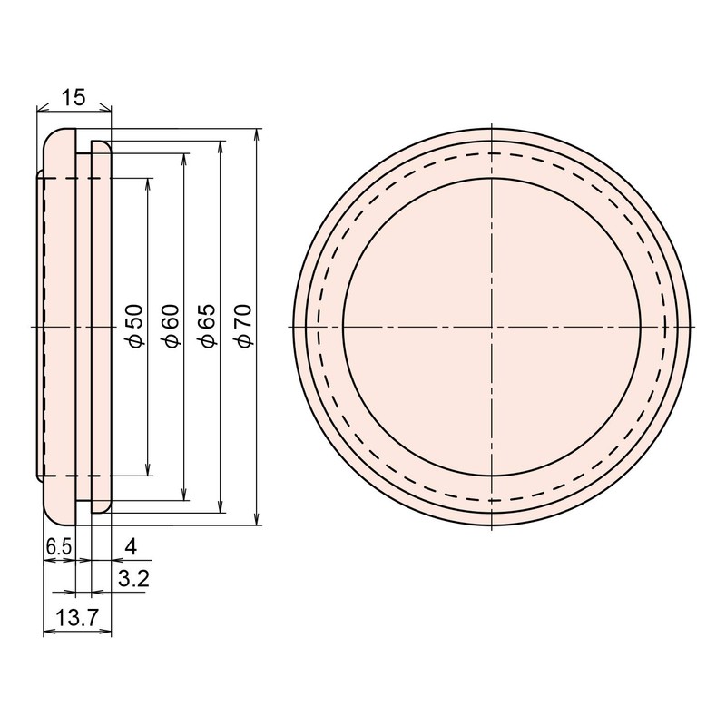 Joe Prince Takeshita Membrane Grommet, φ2.4 x 0.13 inches (60