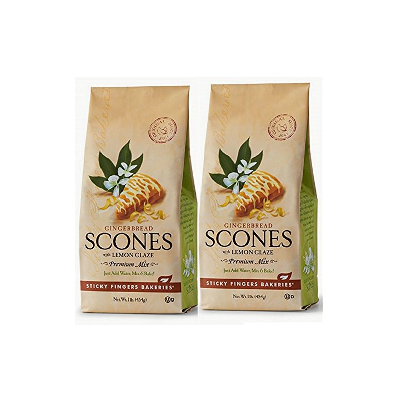 Sticky Fingers Glazed Scone Premium Mix (2-Pack) (Lemon Glaze Gingerbread)