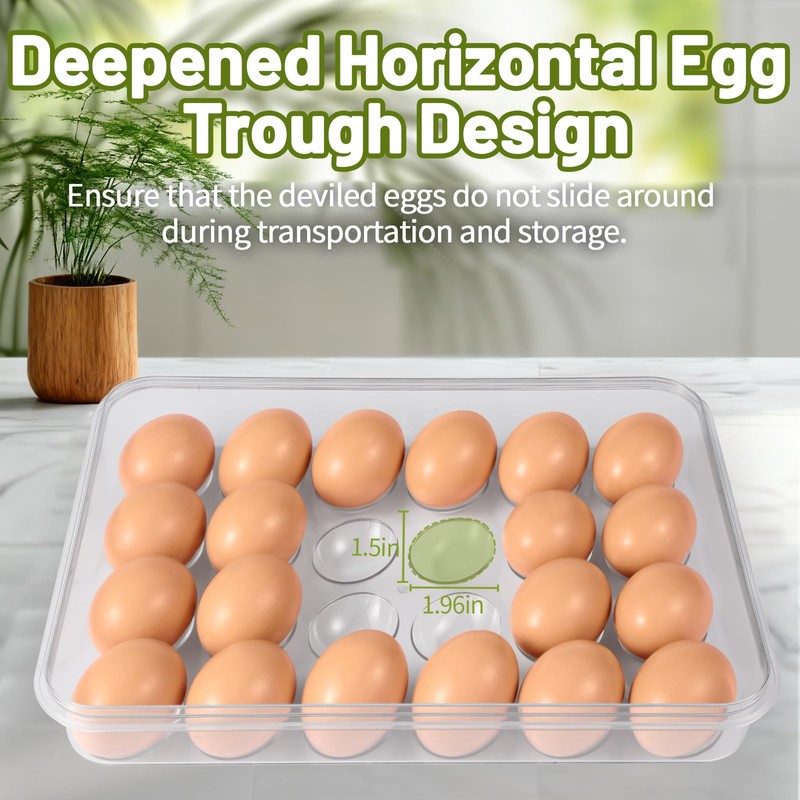 RoskDeewat Deviled Egg Containers with Lid, 2 Pack Thick Clear