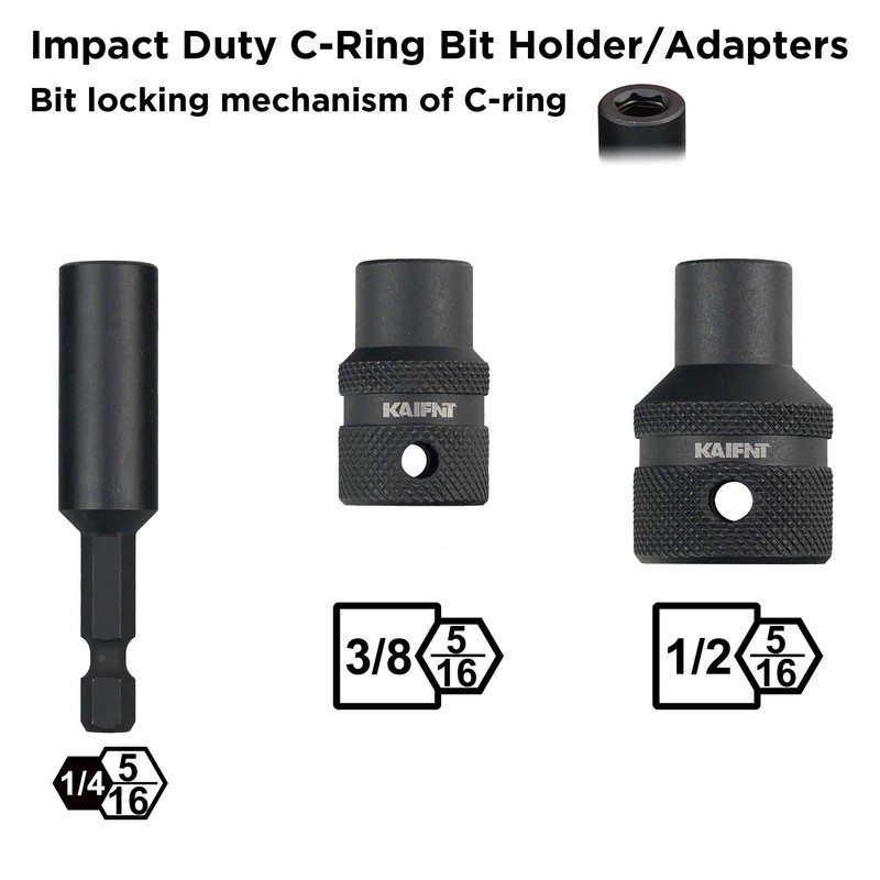 KAIFNT K459 Impact Driver Sturdy Bit Set with Adapters, 5/16-Inch