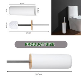 Kinsinder Bamboo Toilet Brush with Bamboo Handle with 3 Brush Heads, Decorative Bathroom Accessories (White)