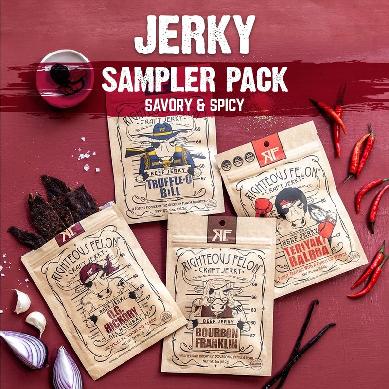 Righteous Felon Beef Jerky Variety Pack | Gluten Free Snack