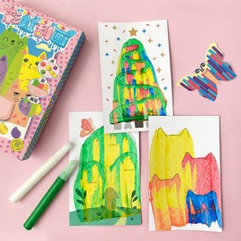 Regenbogen Kratzkunst für Kinder,35 Stück Kratzer Kunstgemälde,Kratzkunst Regenbogen Malset,Rainbow Scratch Art,Kunstset Regenbogen Pointillismus Kratzer,kratzbilder für kinder Mädchen