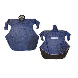 Chaiclo Poncho-Shaped Raincoat with Brim Gloves, Integrated Rain Gear, Bicycle, Moped, One Size Fits Most, Unisex, Oxford Material, Extra Thick, For Heavy Rains, Blue, blue