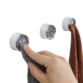 LinaLife 3PCS Push Tea Towel Holder Grip Hook Cloth Kitchen Chrome Push in Clip Self Adhesive Hooks Easy Installation Wall Mount for Kitchen Bathroom Cabinet Garage Hand Dish Shower Outdoor Towel