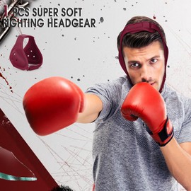 Tellegloww Wrestling Headgear for Adults Soft Grappling Headgear Adjustable Wrestling Ear Guard(Dark Red)