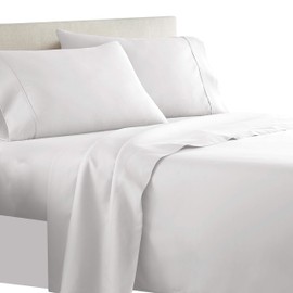 Royal Tradition Solid 340 Thread Count, 100-Percent Cotton Twin Extra Long XL 3PC Bed Sheets Set, White