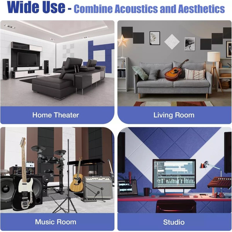 Nierbo Paneles Acústicos Cuadrados 30x30 Autoadhesivos, 12 Piezas