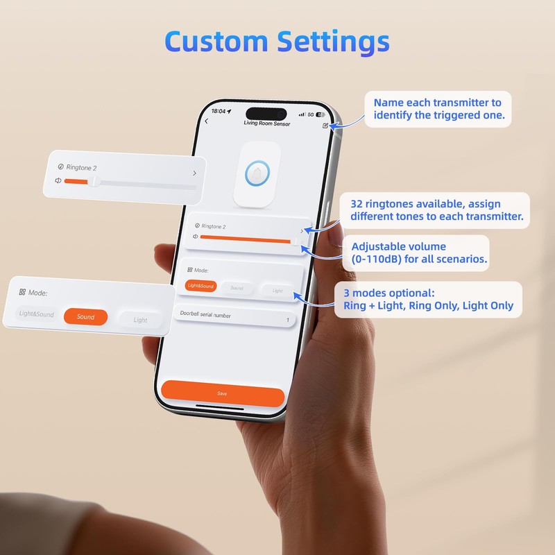 WiFi Door Sensor Chime, Smart Door Open Alert Window Sensor