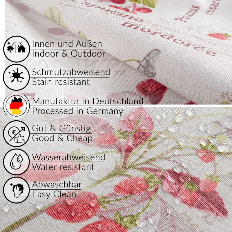 Fabric Tablecloth Washable Table Linen Tablecloth Cotton Polyester Berries Round