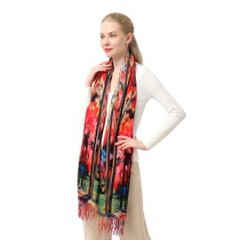 XINYUN Women's Scarf with Tassel Soft Cashmere Fashion Warm Large Blanket Wrap Shawl Scarves with Art Printed for Fall Winter Gift