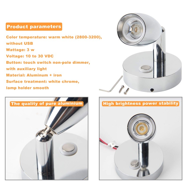 OPL5 RV 12V Warm White Reading Light with Touch Adjustable