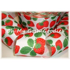 3" STRAWBERRY PATCH DESIGNER GROSGRAIN RIBBON FOR HAIR BOW OH  MY GOSH GOODIES
