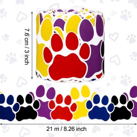 Paw Print Border 68.9 Feet Bulletin Board Border with Butterflies, Flowers & Bees - Inspirational & Cute for Classroom Bulletin Boards & Chalkboard Wall Decor