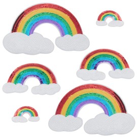 INFUNLY 6PCS Rainbow Iron On Patches Rainbow Sequin Fabric Sew on Patches with 3 Sizes DIY Ironing and Sewing Apparel Accessories for Clothing Jeans Jackets Handbag Shoes DIY Patches Decoration