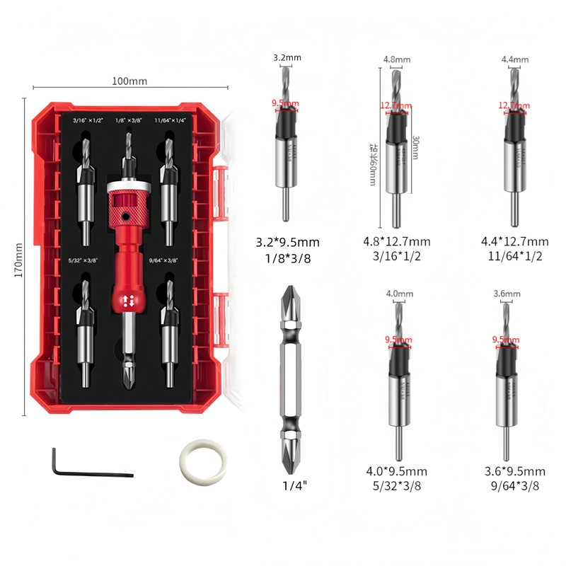 2-in-1 Countersink Drill Bits Set for Wood, Craftsman Carpentry Drill