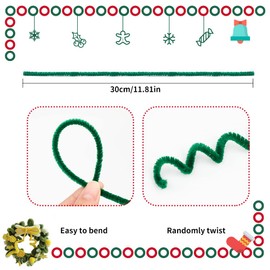 150PCS Pipe Cleaners Chenille Stem, Dark Green Craft Pipe Cleaners, DIY Craft, Fuzzy Sticks Pipe Cleaners Bulk for Arts and Crafts, Xmas Home Decoration