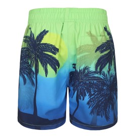 Mardonskey Boys Swim Trunks Quick Dry Swim Shorts for Kids Boys UPF 50+ Board Shorts Summer Beach Swimwear Beach Green Palm Size 8/7-8 Years