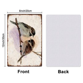 SUPERDANT Ink Bird Tin Sign Birds on Branch Metal Signs Cute Birds Metal Tin Sign Funny Signs and Plaque Bird Signs Chicks Metal Wall Art for Bedroom Nursery Man Cave Wall Decoration