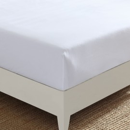 Nautica - Queen Fitted Sheet, Cotton Percale Bedding, Casual Home Decor (Solid White, Queen)