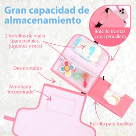 Cambiador Portátil de Pañales, Cambiador para Bebé Impermeable, Cambiador de Viaje Reutilizables y Lavables, Kit de Cambio de Pañales con Bolsillo para Toallitas Ideal para Recién Nacidos y Bebé