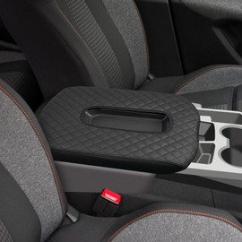 Center Console Cover for 2019-2024 2025 Chevy Silverado/GMC Sierra Jump Seat Accessories, Car Middle Console Lid Leather Armrest Protective Cover (Only for Split Bench Jump Seat Console)