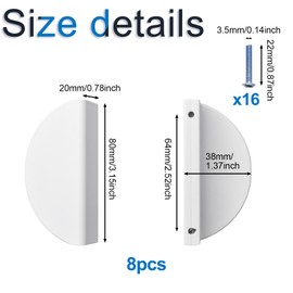 INCREWAY 8 Pcs Aluminum Alloy Half Moon Drawer Pulls Half Round Knobs Decorative Door Knobs (White)