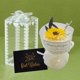 Preserved Flowers Sunflower for Women Mini Flower Bouquet for Mom Sunflower Flower in Gift Box Gift for Birthday Valentines Day Mother's Day Anniversary Wedding Boho Decor Gift DIY Crafts (Yellow)