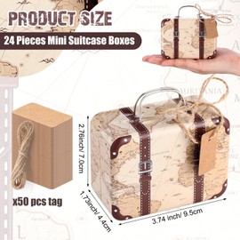RimCereal 24 Pieces Mini Suitcase Boxes Candy Party Favor Box,Small luggage Tin Gift Suitboxes craft for Party Wedding Travel Bride Shower Decoration, with Labels and Hemp Rope(Global)